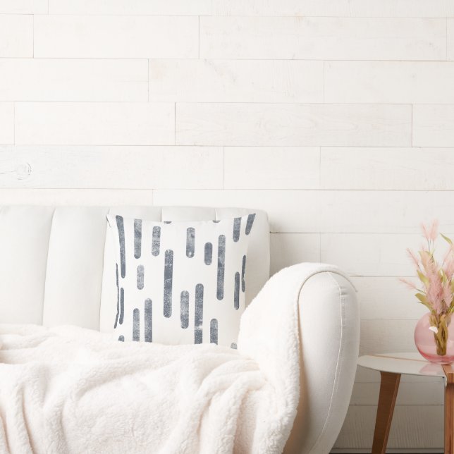 Coussin Motif Lignes arrondies | gris bleu sur blanc (Canapé)
