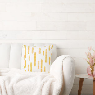 Coussin Motif Lignes arrondies   Mustard Jaune/Blanc