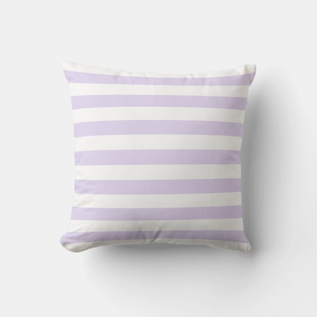 Coussin Motif Lilac Purple & White Lines (Recto)