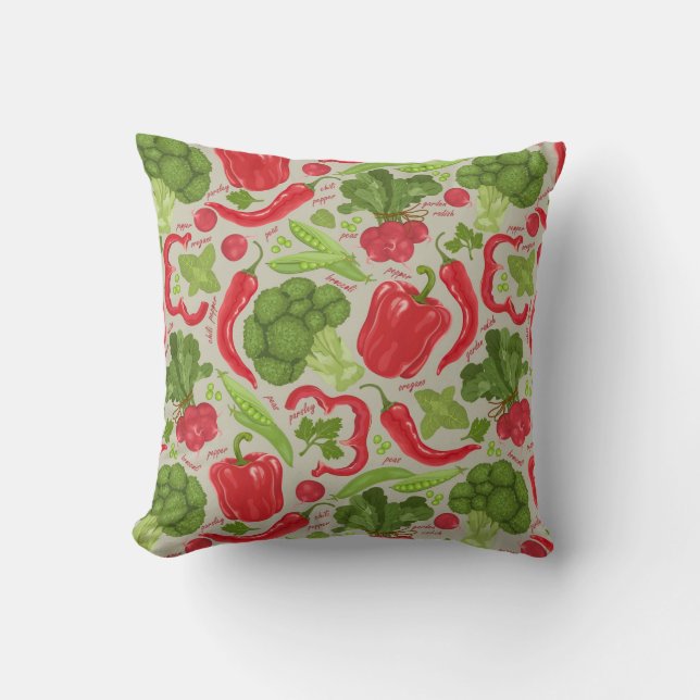 Coussin Motif lumineux des légumes frais (Recto)