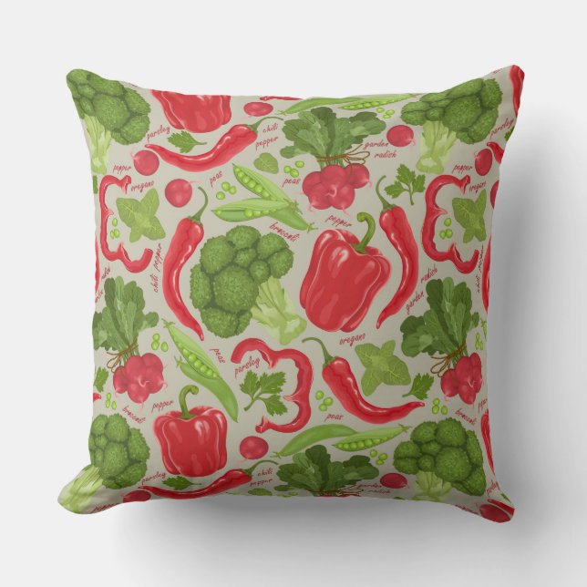 Coussin Motif lumineux des légumes frais (Recto)