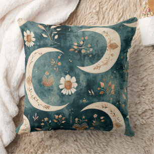 Coussin Motif lunaire floral céleste Boho (9)