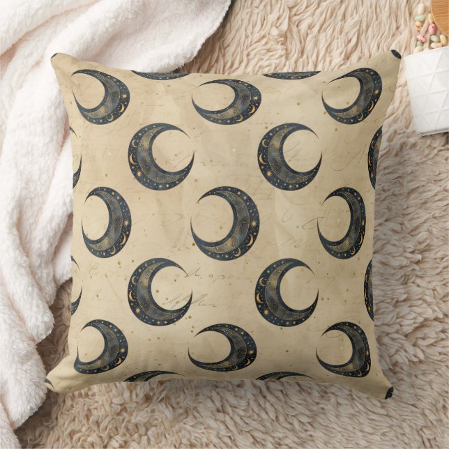 Coussin Motif Lune Céleste Boho Or (Couverture)