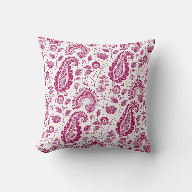 Coussin Motif Magenta Paisley (Recto)
