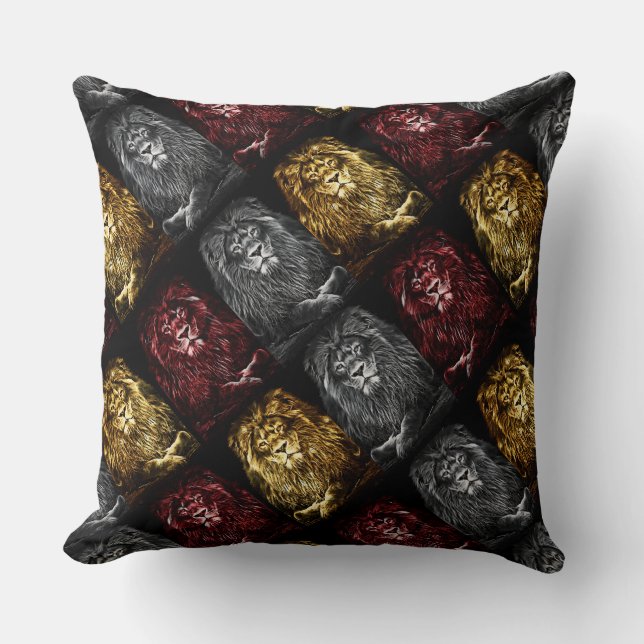 Coussin Motif Majestic Trio Lions (Recto)