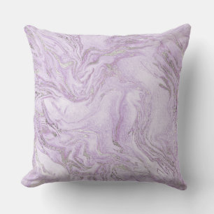 Coussin Motif marbre argent et violet clair moderne