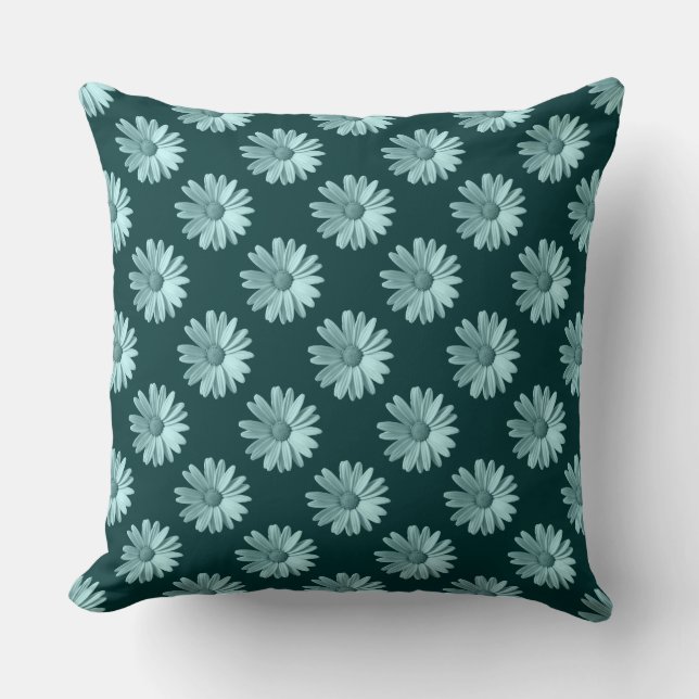 Coussin Motif marguerrier - Vert foncé (Recto)