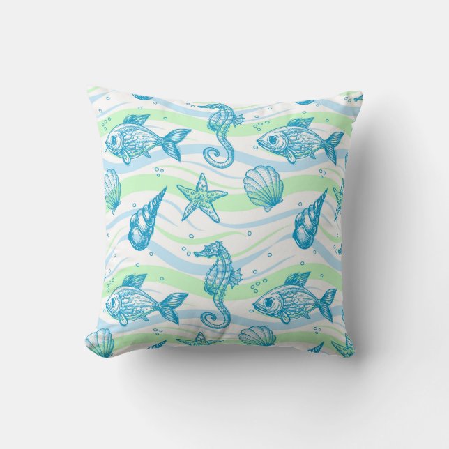 Coussin Motif marin de croquis (Recto)