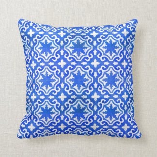 Coussin Motif marocain de tuile de bleu d'océan