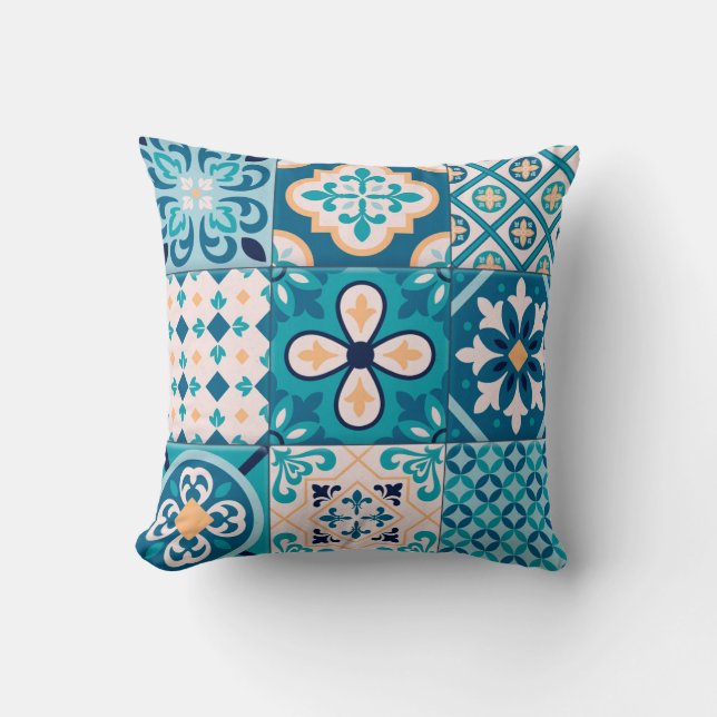 Coussin Motif marocain en carreaux (Recto)