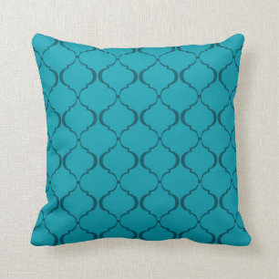 Coussin Motif marocain turquoise léger et foncé