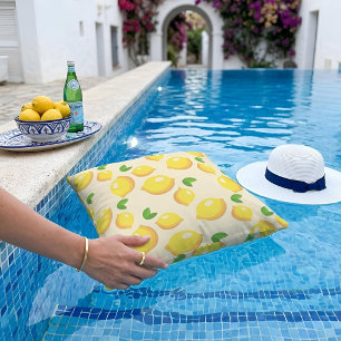 Coussin Motif Méditerranéen Frais Citron Été Ensoleillé
