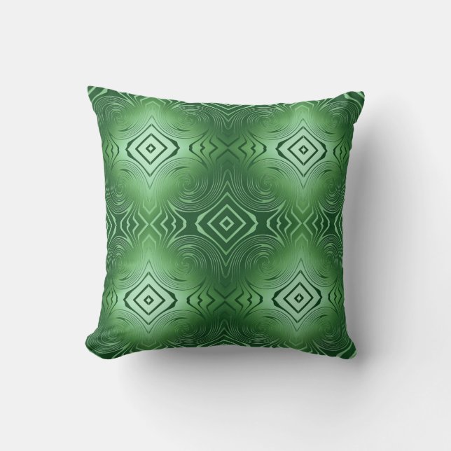 Coussin motif métallique abstrait de turquoise de fractale (Recto)