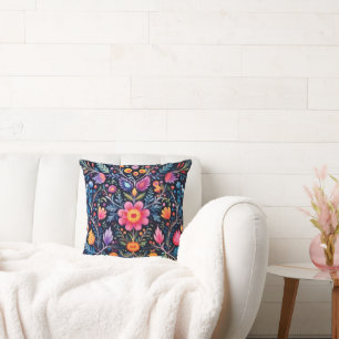 Coussin Motif mexicain coloré Jeu d'oreiller noir