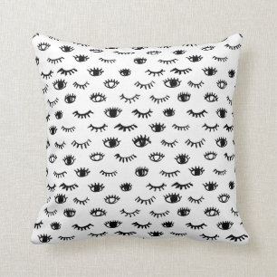 Coussin Motif mignon de cil de griffonnage