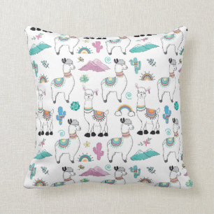 Coussin Motif mignon de lama de bande dessinée