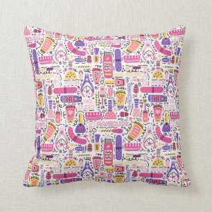 Coussin Motif mignon de manucure de griffonnage
