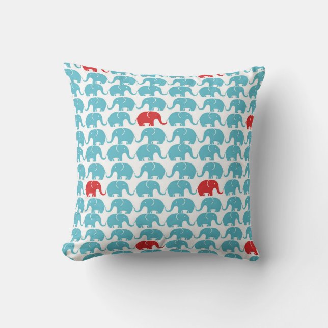 Coussin Motif mignon d'éléphant avec l'accent rouge (Recto)
