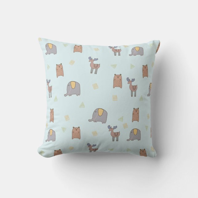 Coussin Motif mignon des animaux scandinaves (Recto)