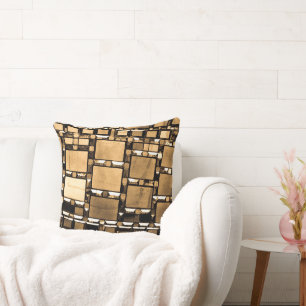 Coussin Motif miroir géométrique Sepia