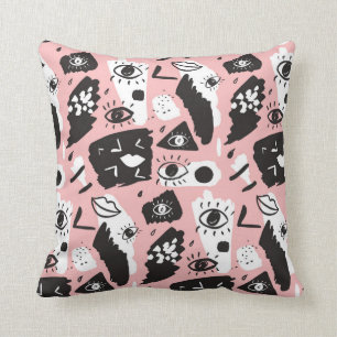 Coussin Motif moderne abstrait d'oeil et de lèvres