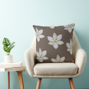 Coussin Motif moderne blanc doré à lys