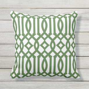 Coussin Motif moderne blanc et vert Trellis