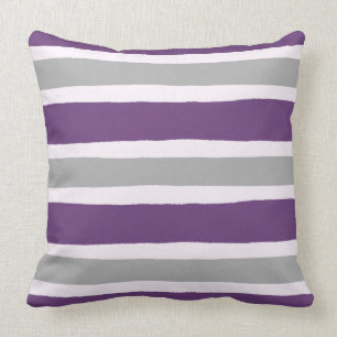 Coussin Motif moderne de la bande violette et grise