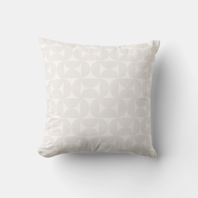Coussin Motif Moderne Du Milieu Du Siècle Pale Beige Et Bl (Recto)