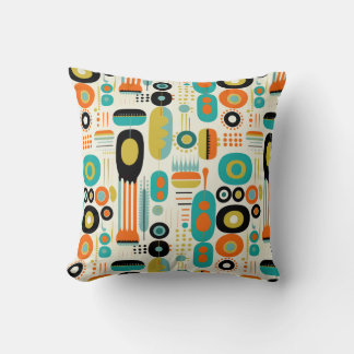 Coussin Motif Moderne du Milieu du Siècle RÉTRO Coloré