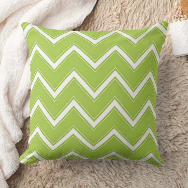 Coussin Motif moderne Lime Green Chevron Zig Zag (Couverture)