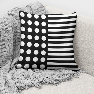 Coussin Motif Moderne Noir Blanc Points Et Rayures