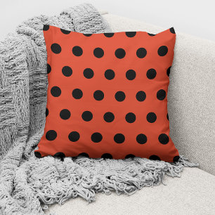 Coussin Motif moderne orange à pois noirs