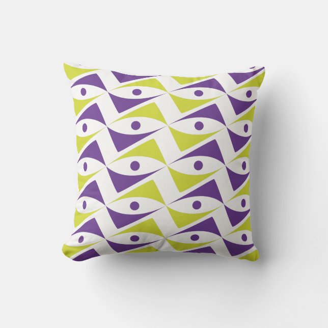 Coussin Motif moderne pourpre et Chartreuse| vert jaunâtre (Recto)