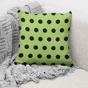 Coussin Motif moderne vert citron points noirs
