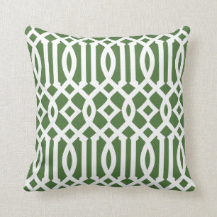 Coussin Motif moderne vert et blanc Trellis