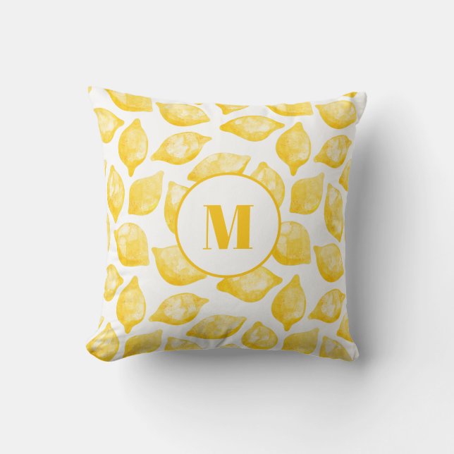 Coussin Motif Monogram Lemon (Recto)