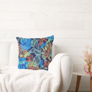 Coussin Motif Motif Lève Banane Bleu & Rouille