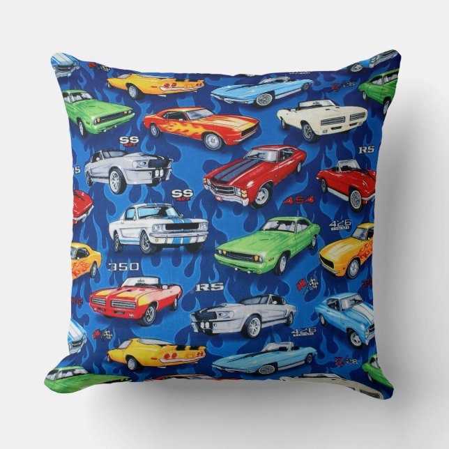 Coussin Motif Muscle Cars (Recto)