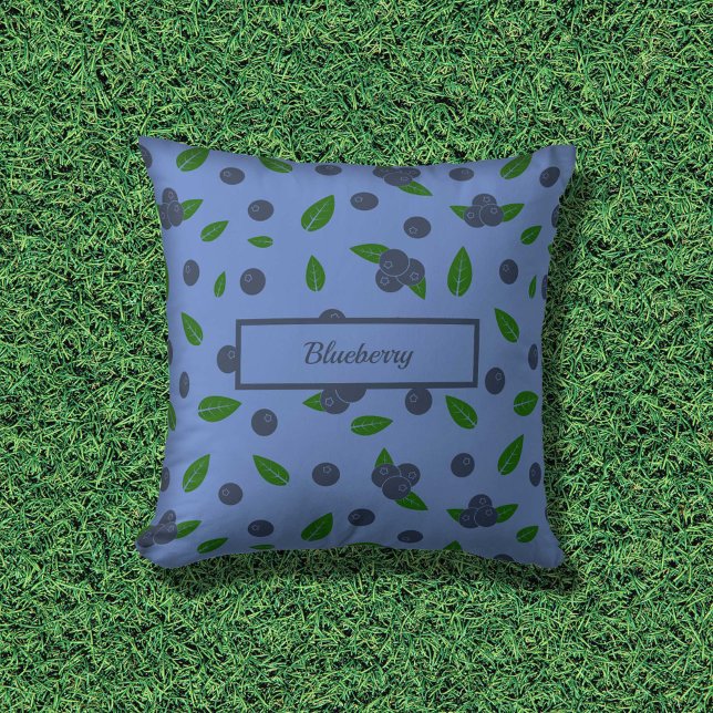 Coussin motif Myrtilles (Blueberry pattern Throw Pillow)