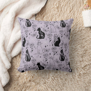 Coussin Motif mystique de chat noir et papillon   Cuisine