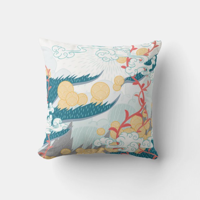 Coussin Motif naturel d'inspiration asiatique (Recto)