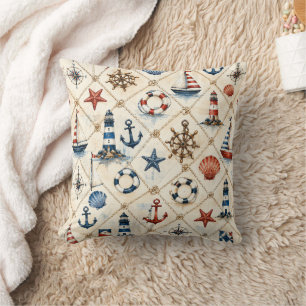 Coussin Motif nautique côtier sans couture