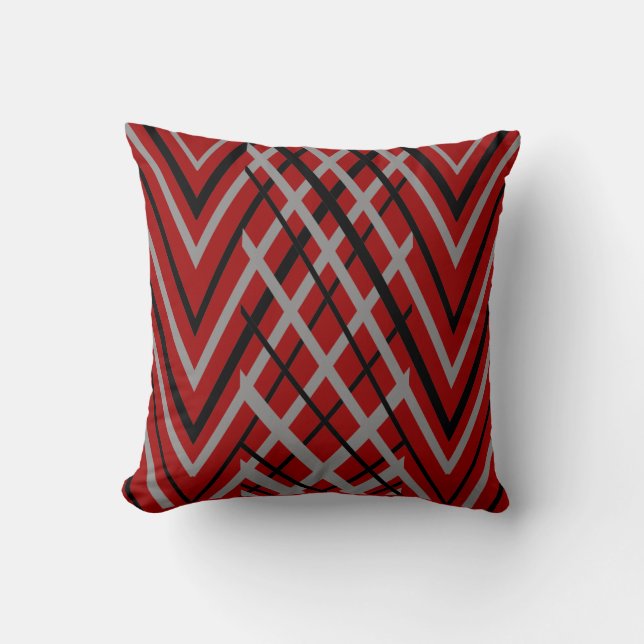Coussin Motif noir, gris et rouge (Recto)