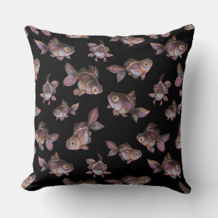 Coussin Motif noir sans couture avec poisson