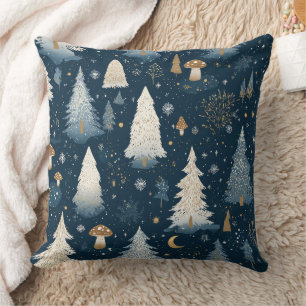 Coussin Motif Nuit de la Forêt Enchantée d'Hiver (4)