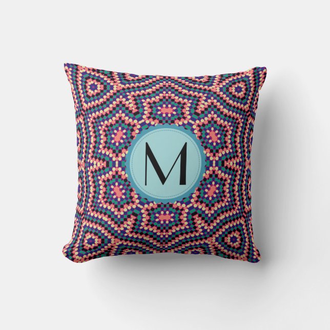 Coussin Motif numérique géométrique moderne Monogramme (Recto)