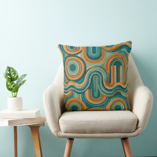 Coussin Motif ondulatoire géométrique rétro des années 197