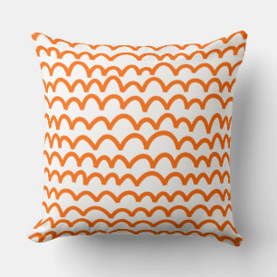 Coussin Motif ondulé - orange sur blanc