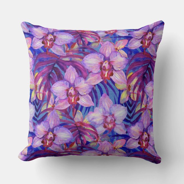 Coussin Motif orchidée violette (Recto)